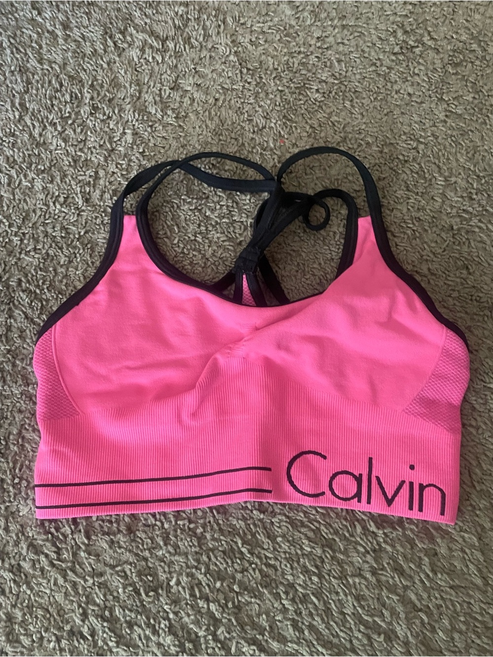 Calvin Klein Hot Pink Sports Bra with Black Trim
